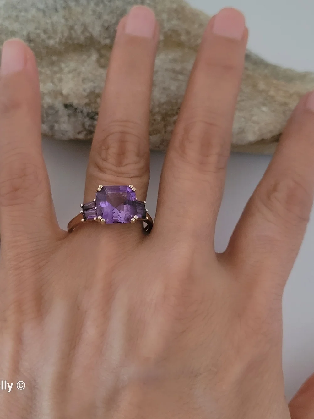 14K Yellow Gold Purple Amethyst Cocktail Ring Size 11 - Solid Gold! 👌🎁